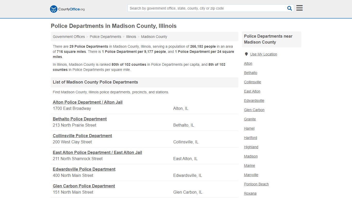 Police Departments - Madison County, IL (Arrest Records & Police Logs)