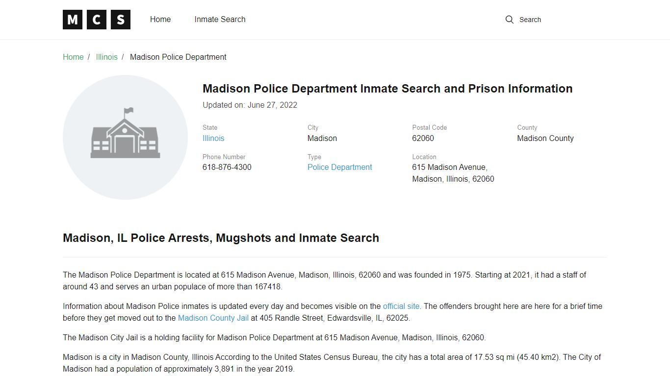 Madison, IL Police and Jail Records